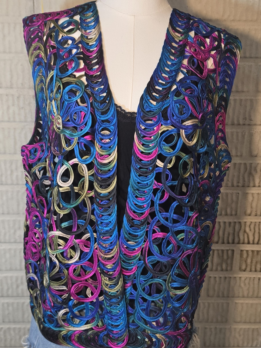 Vintage Chico's 100% Silk Unique Vest